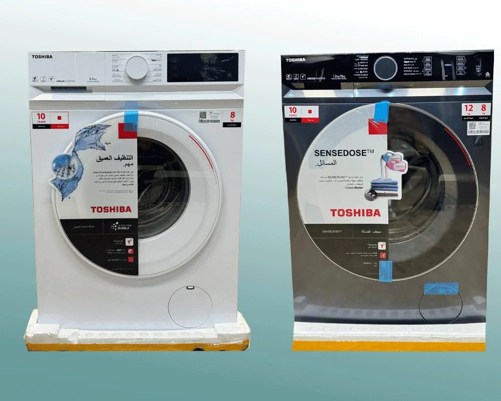 مقایسه لباسشویی 12 کیلویی TWD-BM130GF4B با لباسشویی 8 کیلویی TW-BL90A4B توشیبا