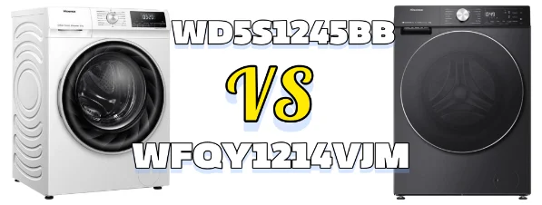 مقایسه جامع ماشین لباسشویی هایسنس WD5S1245BB و WFQY1214VJM
